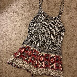Tribal print shorts romper.